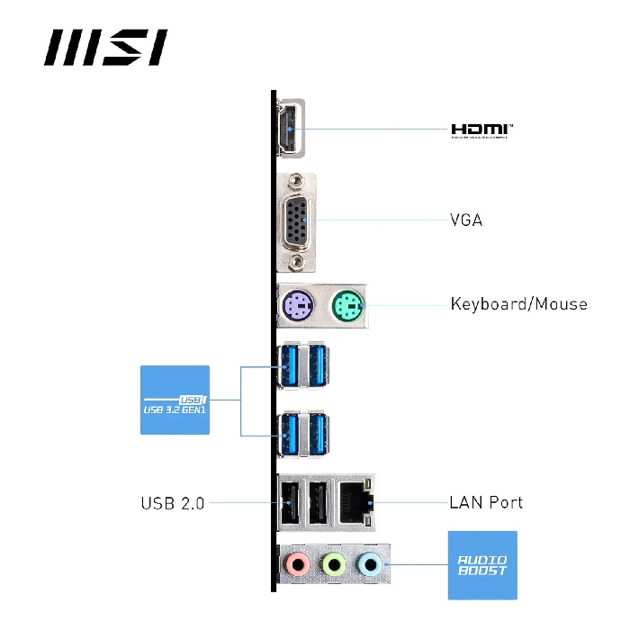 Tarjeta Madre AMD MSI PRO B650M-B - AM5,AMD B650, 2x DDR5 6600Mhz(OC), PCIe 4.0 x16, HDMI, VGA, USB 2.0, M.2, SATA 6Gb/s. PRO B650M-B
