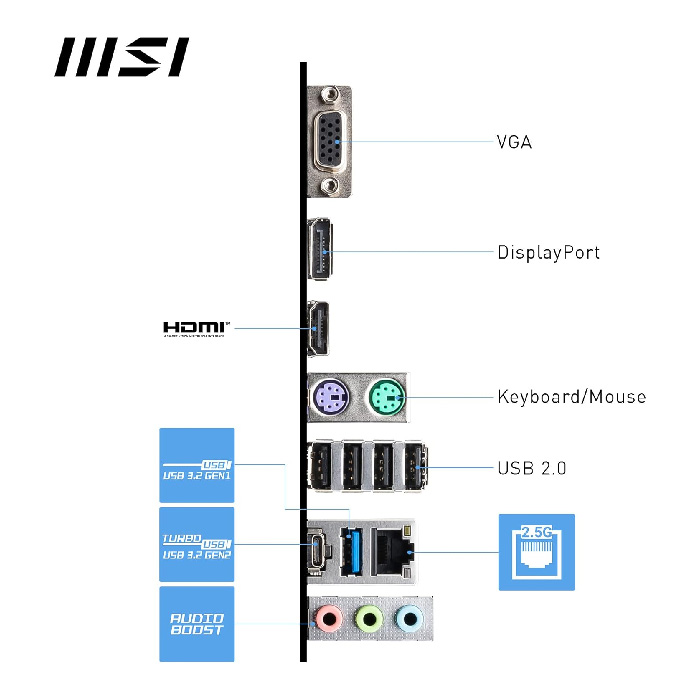 Tarjeta madre MSI PRO B760M-P DDR5 - LGA1700, Intel B760, 4x DDR5 6800Mhz(OC), PCI-Express 4.0, 2X M.2, DisplayPort, HDMI, VGA, 4X USB 2.0, 1X USB Tipo C