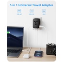 Argom ARG-AC-0298BK Adaptador de Viaje Universal Argom ARG-AC-0298BK, Puerto USB QC3.0 de 18 W, Puerto PD tipo C 20W, Negro ARG-AC-0298BK (copia)