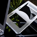 Abanico para Laptop Klip Xtreme Podium - Soporte para portátil, hasta 15.6", material aluminio, color plateado.