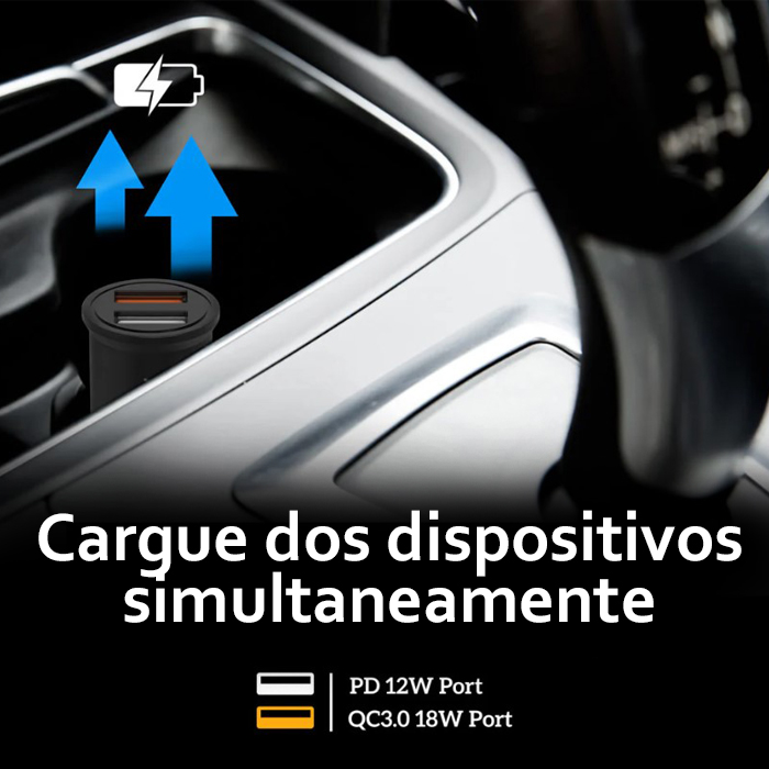 Cargador de Coche Argom ARG-AC-0111BK - Cargador doble para automóvil, USB, Carga rapida, 30W, Compatible con celulares, tablets, otros