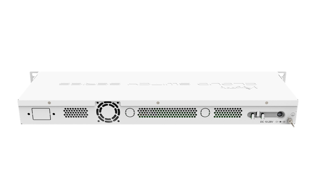 Conmutador de 24 puertos Gigabit con 2 jaulas SFP+ en carcasa de montaje en rack de 1U, arranque dual (RouterOS o SwitchOS). CRS326-24G-2S+RM