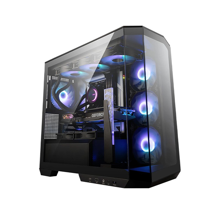 Caja Micro- ATX Tower MAG PANO M100R PZ - ARGB, 1 x USB 3.2 Gen 1 Tipo-A, 1 x USB 3.2 Gen 2x2 Tipo-C, 1 x Salida de audio/Entrada de micrófono, 1 x Botón de interruptor LED,1 x Botón de encendido, Color Negro. MAG PANO M100R PZ