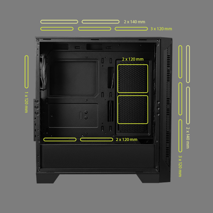 Caja MSI MAG Forge 321R AIRFLOW - ATX , MicroATX , MiniITX, 2x USB 3.2 Gen1 Type-A, 1 x USB 3.2 Gen 2x2 Type-C, 1x HD audio, 1 x mic, 1 x Led