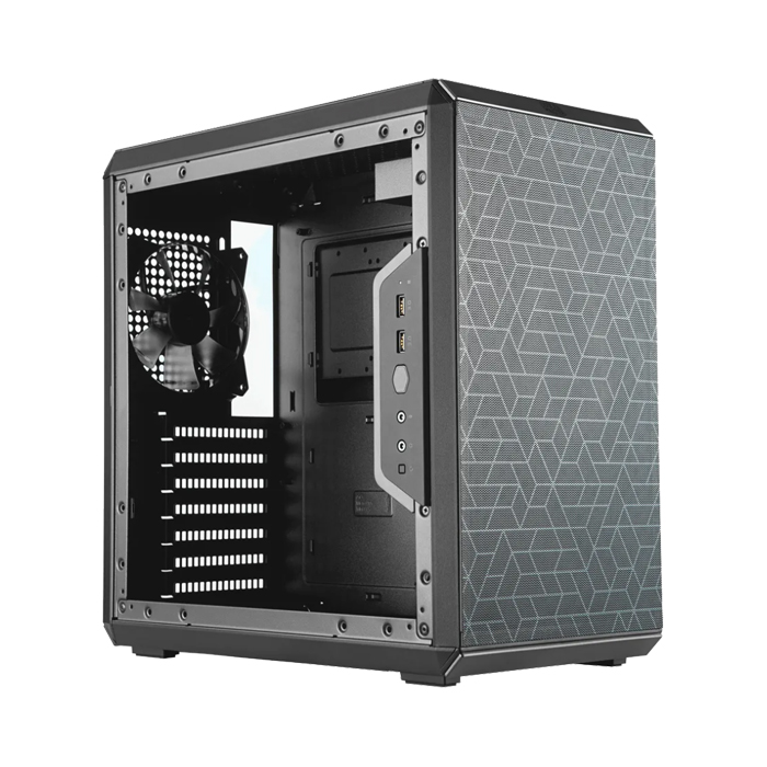 Caja Cooler Master Q500L - Para ATX, micro-ATX, mini-ITX, conectores 2x USB 3.0, ventana lateral, 1x abanico de 120mm, color negro. MCB-Q500L-KANN-S00