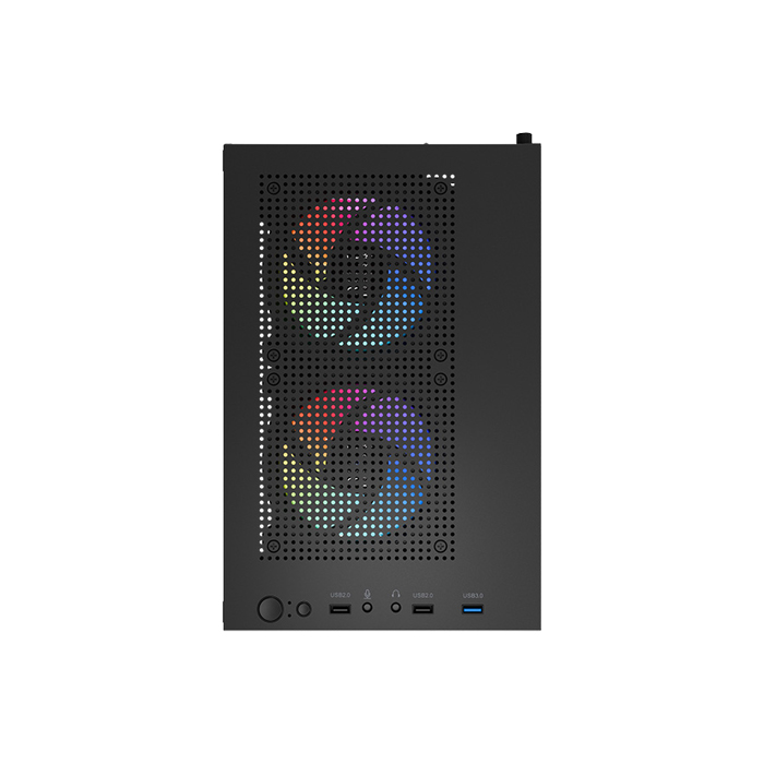 Caja Gamer Aerocool -Vidrio Templado, RGB, Para Micro ATX/mini ITX, Puertos USB3.0x1, USB2.0x2, Audio HD y micrófono, Color Negro. CS-111-G-BK-V2