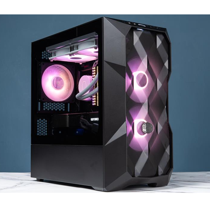 Caja Cooler Master TD300 - Para micro-ATX, mini-ITX, conectores 2x USB 3.2, 1x 3.5mm audio,1x 3.5mm microfono, 2x abanico de 120mm frontal, color negro. TD300-KGNN-S00