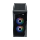 Caja Cooler Master CMP320 CP320-KGNN-S00 - Para Mini ITX, Micro ATX, conectores 2x USB 1 X 3.2, 1 x 2.0, Vidrio templado, 2x Abanicos CF120 ARGB, Color Negro