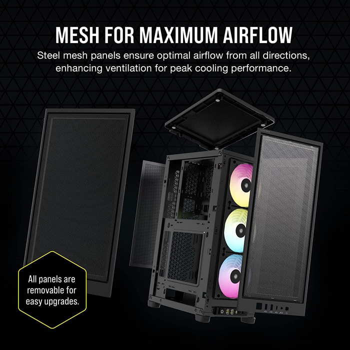 Case Gaming Corsair 2000D Airflow Mini-Itx Blac, Fans Incluidos y Controladores, Cc-9011246-Ww