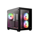 Caja Gamer Aerocool -Vidrio Templado, RGB, Para ATX/Micro ATX/mini ITX, Puertos USB3.0x1, USB2.0x2, Audio HD y micrófono, Color Negro. DRYFT-G-BK-V1 