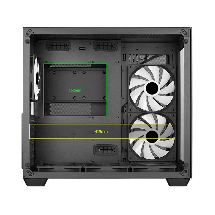 Caja Gamer Aerocool -Vidrio Templado, RGB, Para ATX/Micro ATX/mini ITX, Puertos USB3.0x1, USB2.0x2, Audio HD y micrófono, Color Negro. DRYFT-G-BK-V1 