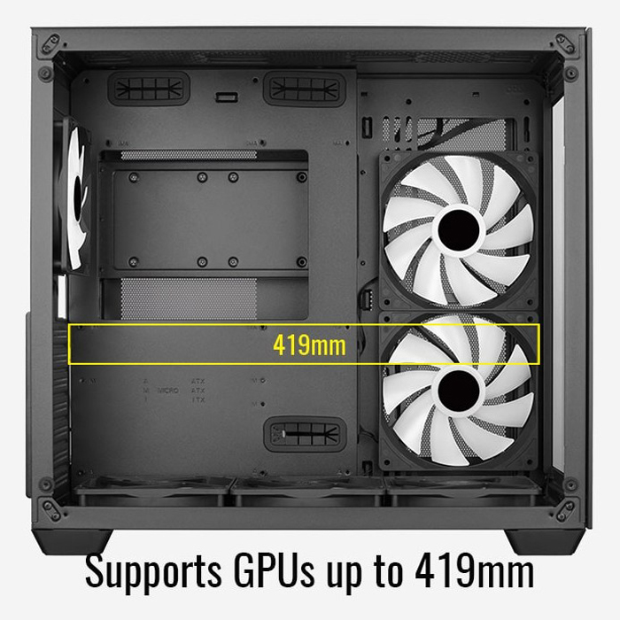 Caja Gamer Aerocool -Vidrio Templado, RGB, Para ATX/Micro ATX/mini ITX, Puertos USB3.0x1, USB2.0x2, Audio HD y micrófono, Color Negro. DRYFT-G-BK-V1 