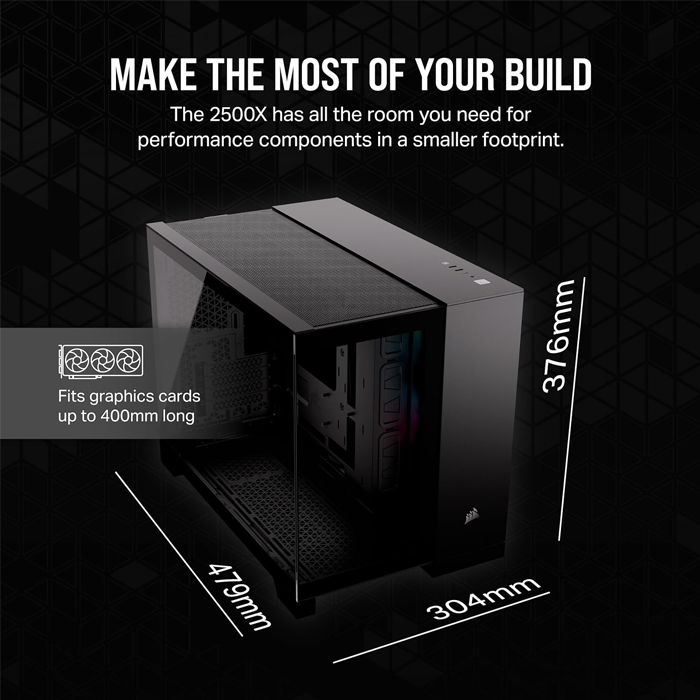 Case Gaming Corsair Doble Camara Media Torre 2500X Vidrio Templado Icue Link Rx RGB black Cc-9011267-Ww