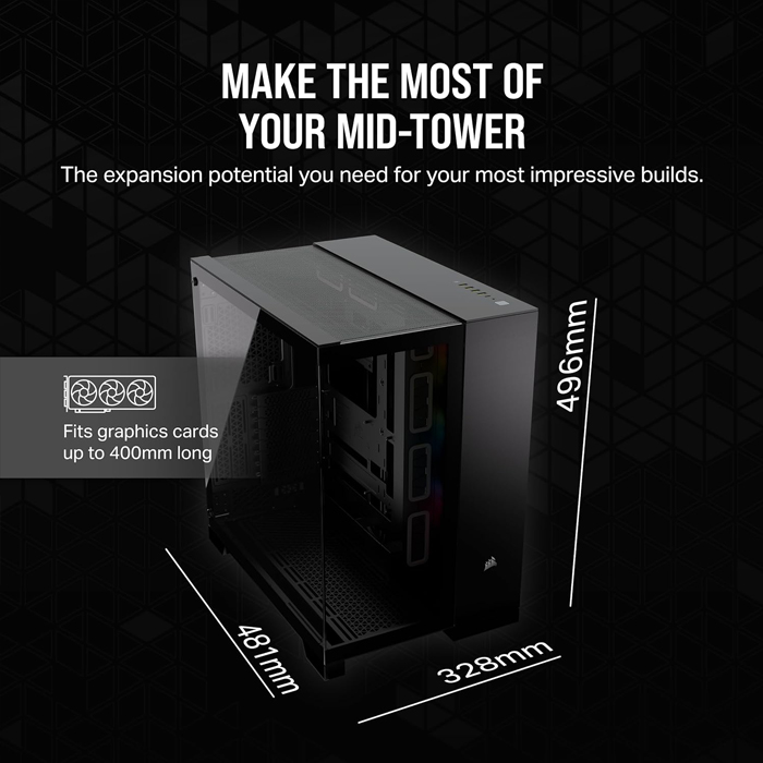 Case Gaming Corsair Doble Camara Media Torre 6500X Vidrio Templado 3 Icue Link Rx Rgb Black Cc-9011269-Ww