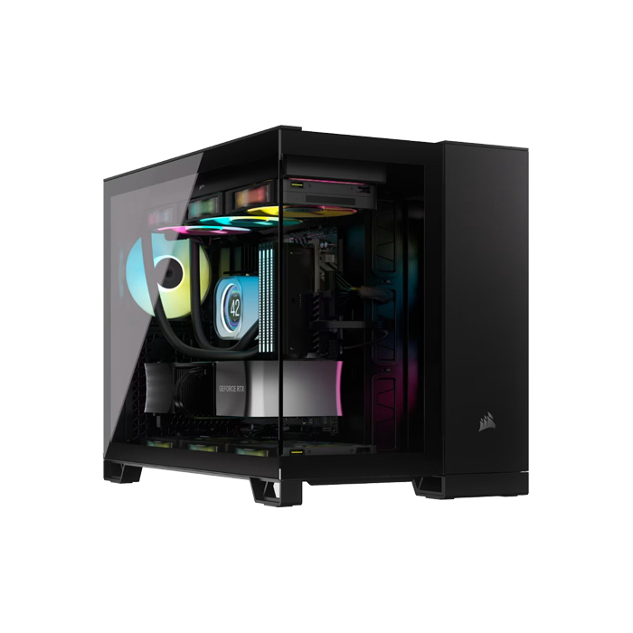 Case Gaming Corsair Doble Camara Media Torre 2500X Vidrio Templado Black Cc-9011265-Ww