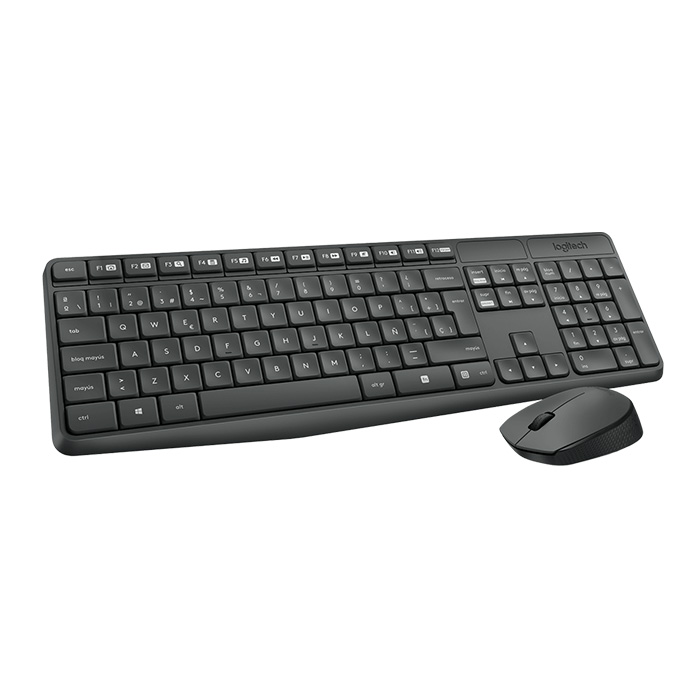 Teclado Logitech Wireless Desktop MK235 - Compacta combinación de teclado y ratón, inalámbricos, receptor usb, español, color negro. 920-007901