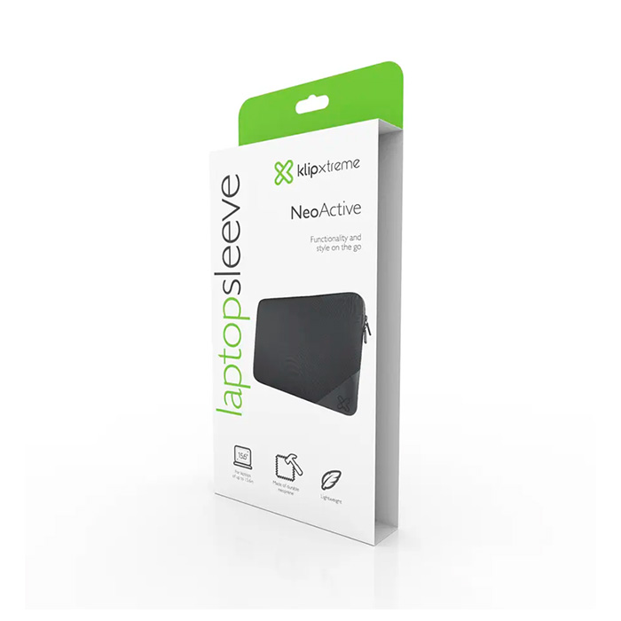 Funda Klip Xtreme KNS-120GR Neoactive - para portátiles hasta 15.6", neopreno, lavable, color gris.