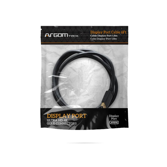 Cable DisplayPort Argom ARG-CB-1100 - DisplayPort macho/displayPort macho, para conectar dispositivos de video de alta definición, 1.2V, 1.8m (6 pies).