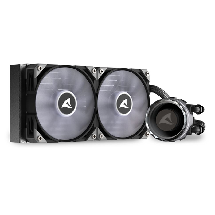 Enfriamiento Liquido Sharkoon S80 RGB AIO 240Mm, Logotipo Giratorio RGB Negro, 4044951038008