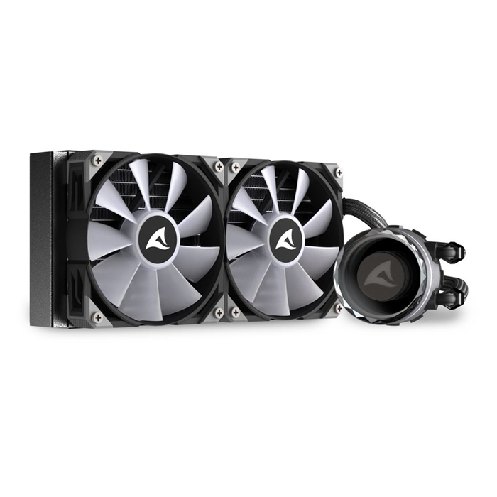 Enfriamiento Liquido Sharkoon S80 RGB AIO 240Mm, Logotipo Giratorio RGB Negro, 4044951038008
