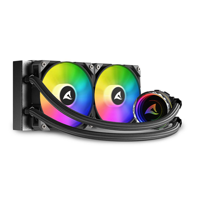 Enfriamiento Liquido Sharkoon S80 RGB AIO 240Mm, Logotipo Giratorio RGB Negro, 4044951038008