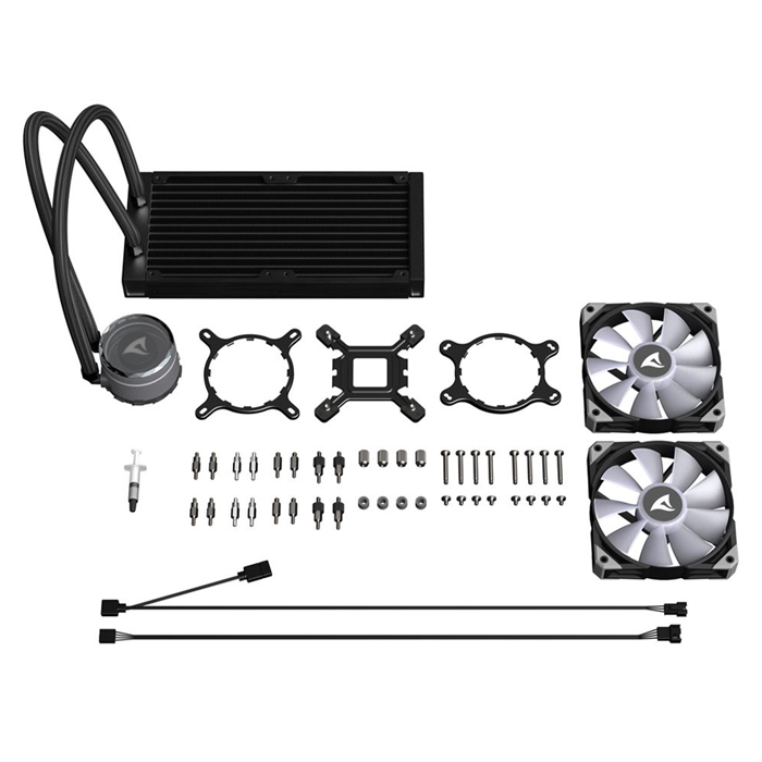 Enfriamiento Liquido Sharkoon S80 RGB AIO 240Mm, Logotipo Giratorio RGB Negro, 4044951038008