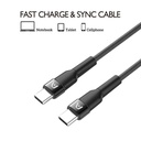 Cable Argom ARG-CB-0047BK Tipo-C a Tipo-C M/M - 6pies (1.8M), para celulares, tablet, laptops, transferencia hasta 480 Mbps, Nailon Trenzado