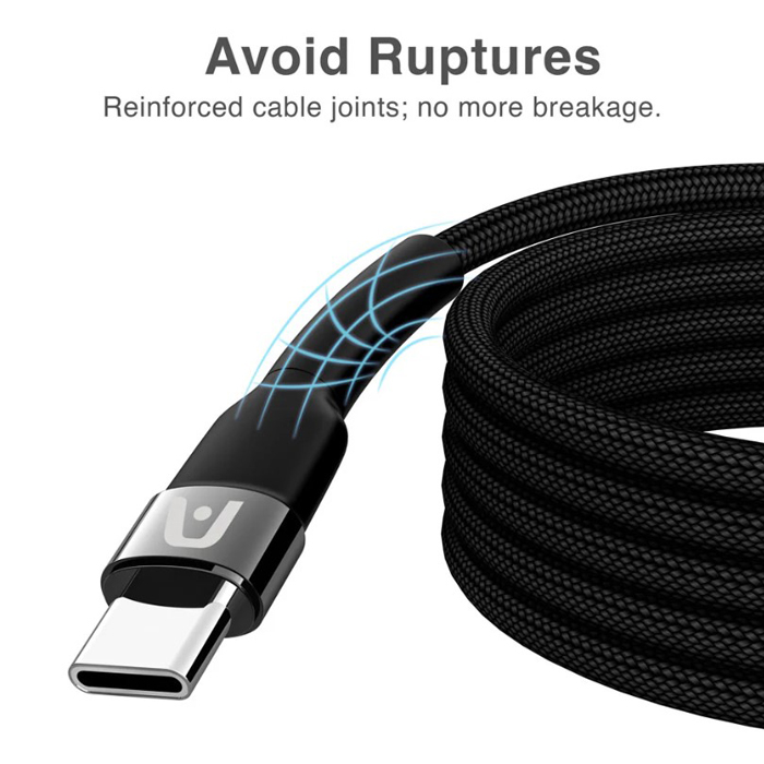 Cable Argom ARG-CB-0047BK Tipo-C a Tipo-C M/M - 6pies (1.8M), para celulares, tablet, laptops, transferencia hasta 480 Mbps, Nailon Trenzado