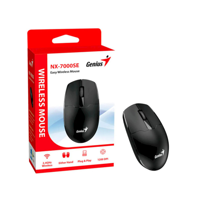 Mouse Genius Rs2 Nx-7000Se - Inalámbrico Con Receptor 2.4 GHz, 31030032400 Negro