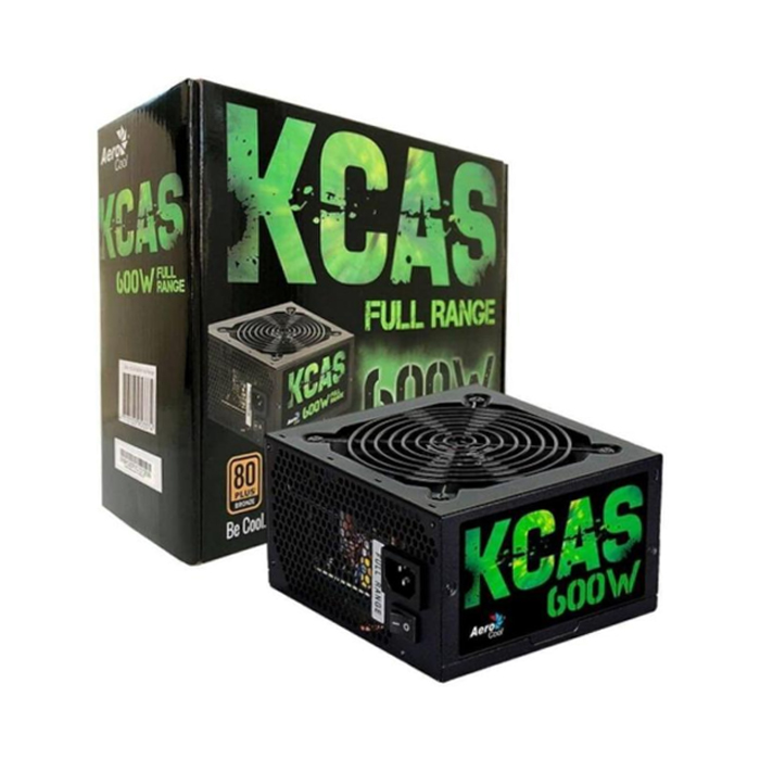 Fuente de Poder Aerocool BRONZE KCAS-600W - Potencia de 600W, 24 pines, abanico 120mm, 80 plus Bronze. ACPB-KC60FUC.12