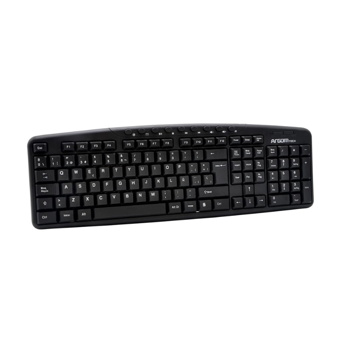Teclado Argom, Multimedia ARG-KB-7807, 9 teclas de acceso rápido, usb, español, color negro.