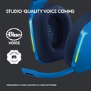 Auricular Logitech G733 LightSpeed, 981-000942, RGB Wireless - Audífono con micrófono para gamer, inalámbrico, dts, compatible con PC/MAC/PS4, color azul.