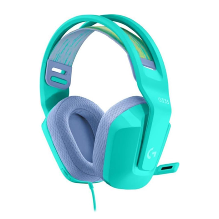 Auricular Logitech G335 - Audífono con micrófono para gamer, alámbrico, 3.5mm, compatible con PC/Xbox/Playstation/Nintendo Switch, color verde aqua. 981-001023