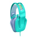 Auricular Logitech G335 - Audífono con micrófono para gamer, alámbrico, 3.5mm, compatible con PC/Xbox/Playstation/Nintendo Switch, color verde aqua. 981-001023