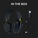 Auricular Logitech G435 - Audífono con micrófono para gamer, inalámbrico, controlador de 40mm, 2.4 GHz LIGHTSPEED, bluetooth, compatible con PC, PlayStation 4/5, color negro/amarillo. 981-001049