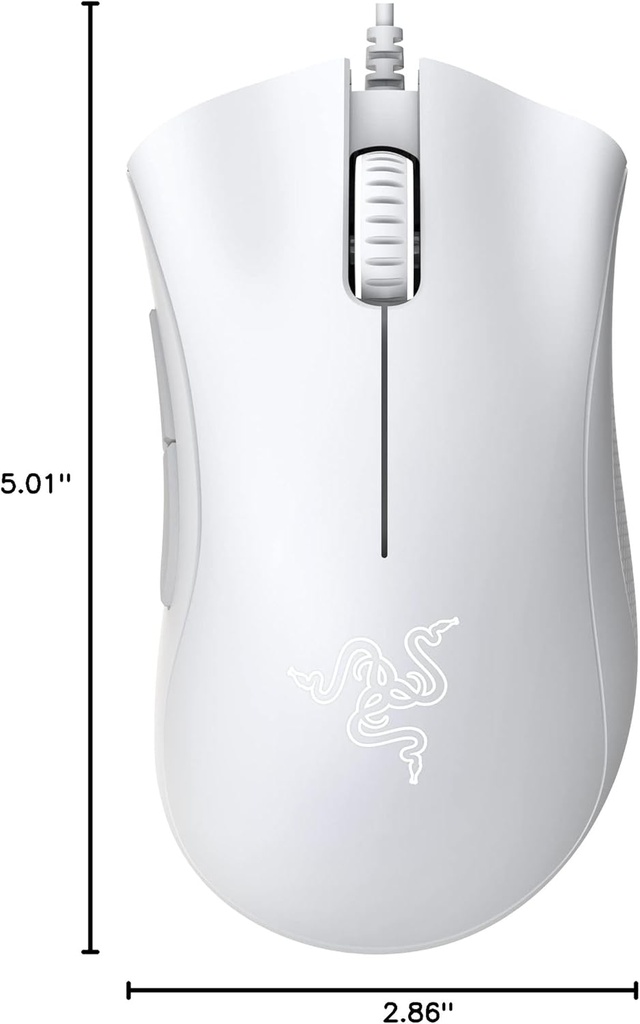 Mouse Razer Deathadder Esssential White Edition - Ratón óptico alámbrico para gamer, rgb chroma, 5 botones programables, 6400 dpi, usb, color blanco. RZ01-03850200-R3U1 