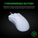Mouse Razer Deathadder Esssential White Edition - Ratón óptico alámbrico para gamer, rgb chroma, 5 botones programables, 6400 dpi, usb, color blanco. RZ01-03850200-R3U1 