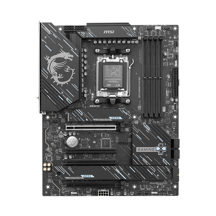 Tarjeta madre MSI X870 GAMING PLUS WIFI, AM5, AMD X870, 4x DDR5 8200Mhz+, PCI-E1 Gen PCIe 5.0, 1xTipo C DisplayPort, 1xHDMI, 4X USB 2.0, 2X USB Tipo A, 2xM.2, Realtek® 8126VB 5G LAN. X870 GAMING PLUS WIFI