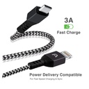 Cable Trenzado de Nailon Argom, ARG-CB-0024BK, USB Tipo C macho a Lightning de 18W macho, 1.8m (6pies).