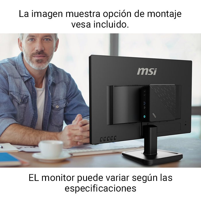 Mini Computadora MSI Cubi 5 12M-086BUS - Intel Core i3 1215U a 3.30Ghz,  8GB DDR4 SO-DIMM (3200Mhz), 256GB SSD M.2, Monitor MSI 24,5", Teclado Inglés y Mouse MSI, wifi 6, bluetooth 5.3, , HDMI, thunderbolt, USB 3.2, Windows 11 pro Español
