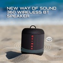 Bocina Argom BT BoogieBoom, Altavoces portable, Bluetooth 5.0, 5W RMS, 1200 mAh, Resistencia al agua IPx7, color Negro. ARG-SP-3120BK