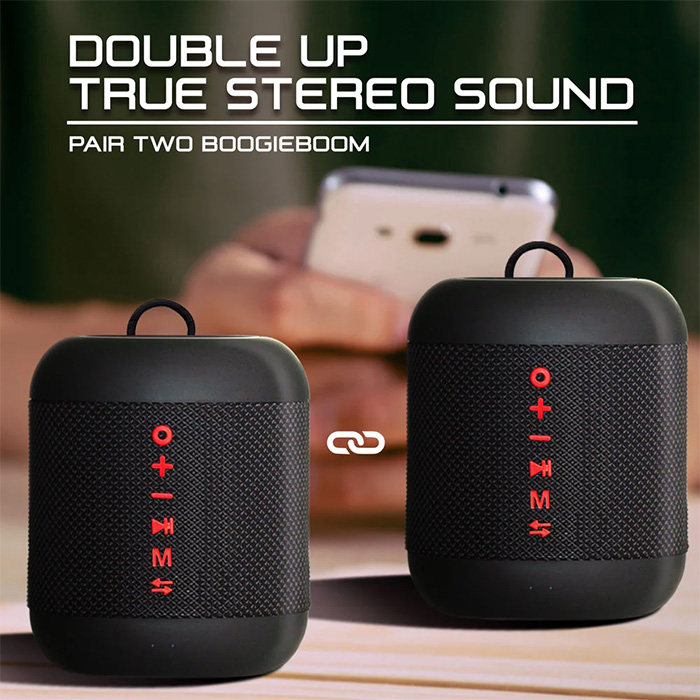 Bocina Argom BT BoogieBoom, Altavoces portable, Bluetooth 5.0, 5W RMS, 1200 mAh, Resistencia al agua IPx7, color Negro. ARG-SP-3120BK