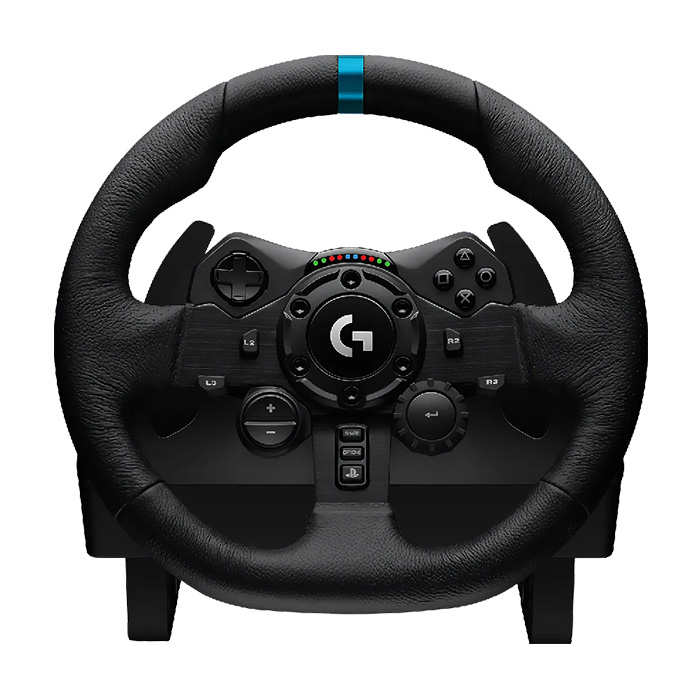 Gamepad Logitech G923 Racing Wheel - Volante y pedales de simulación de carreras, pedales de acero inoxidable, volante de cuero, TRUEFORCE, para PC, PS4, color negro. 941-000147