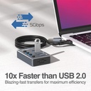 HUB Argom ARG-UB-0190 Tipo C/USB 3.0 2 en 1 de One Axess con 4 puertos USB 3.0, Velocidad de transferencia de datos de 5 Gbps. ARG-UB-0190
