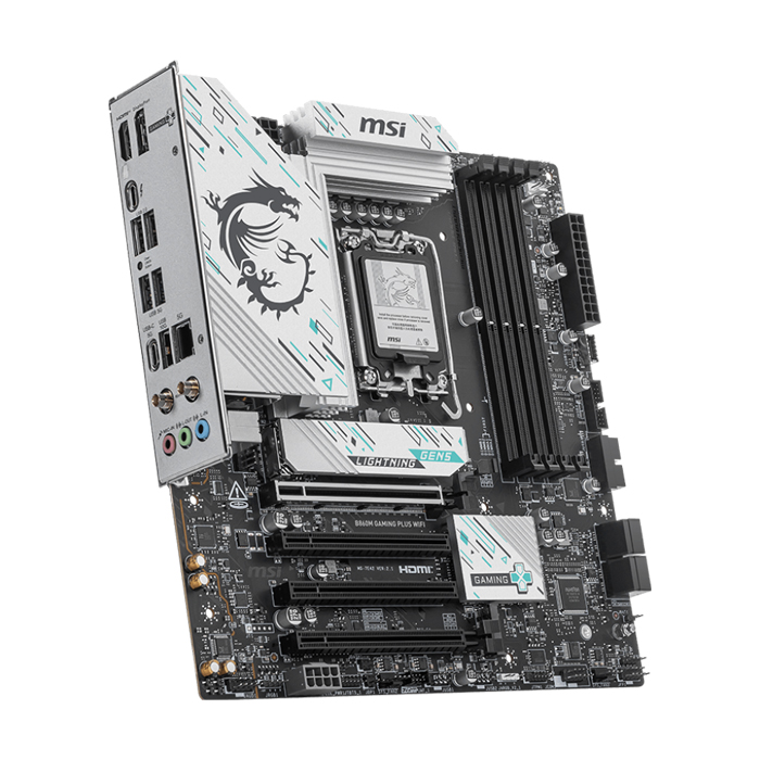 Tarjeta Madre Intel MSI Intel Ultra - LGA1851, Intel B860, Micro-ATX, 4x DDR5 hasta 256GB UDIMM, PCIe 4.0 y 5.0 x16, HDMI 2.1, DP 1.4, Tipo-C, USB. B860M GAMING PLUS WIFI