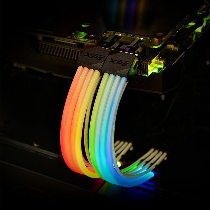 Cable de Extensión XPG Prime ARGB - Para VGA de 8-pines (6+2), con iluminación ARGB, conecta tarjetas gráficas y fuentes de poder, color negro. ARGBEXCABLE-VGA-BKCW