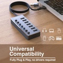 HUB Argom ARG-UB-0191 Tipo C/USB 3.0 2 en 1 de One Axess con 7 puertos USB 3.0, Velocidad de transferencia de datos de 5 Gbps. ARG-UB-0191