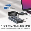 HUB Argom ARG-UB-0191 Tipo C/USB 3.0 2 en 1 de One Axess con 7 puertos USB 3.0, Velocidad de transferencia de datos de 5 Gbps. ARG-UB-0191