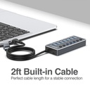 HUB Argom ARG-UB-0191 Tipo C/USB 3.0 2 en 1 de One Axess con 7 puertos USB 3.0, Velocidad de transferencia de datos de 5 Gbps. ARG-UB-0191