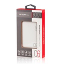 Cargador de Respaldo Portátil Argom C6 - 6000mAh, recarga celulares, tabletas, mp3 y otros, indicadores led, color blanco. ARG-PB-1136WT